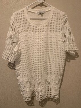 Sweet Rain White Crochet Lace Panel Tunic Top NWOT